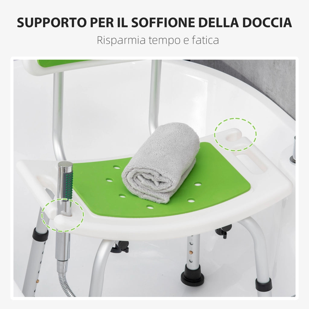 Sedia da Doccia Regolabile ¨C zephmum ¨C Alluminio ed EVA, 51.5x49.5x68.5-81 cm