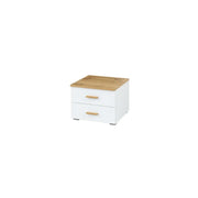 Set di 2 comodini WOOD con 2 cassetti colore rovere e bianco alpino