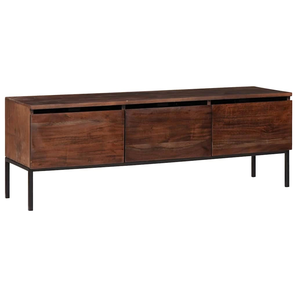 Mobile TV basso moderno con spazio per dispositivi e libri 110 x 30 x 36 cm legno di acacia color miele 02_0058061