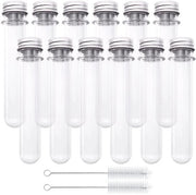 Set di tubi di prova 45ml - 12 pz con cappuccio a vite - trasparente - per fiori e uso laboratorio - inclusi pennelli di pulizia