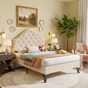 letto imbottito velluto beige 90 x 200 cm