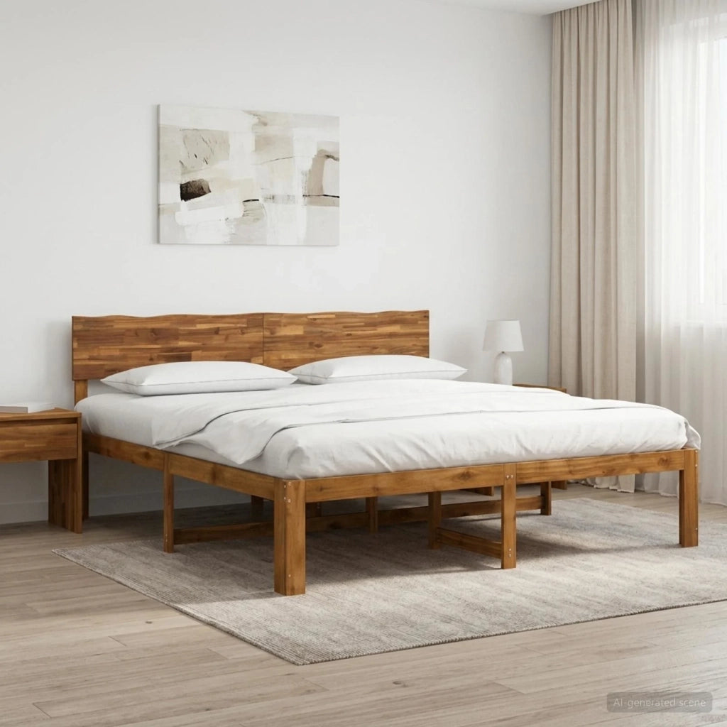 Letto matrimoniale con testiera ROSTOCK Naturale 200 x 200 cm 3405438