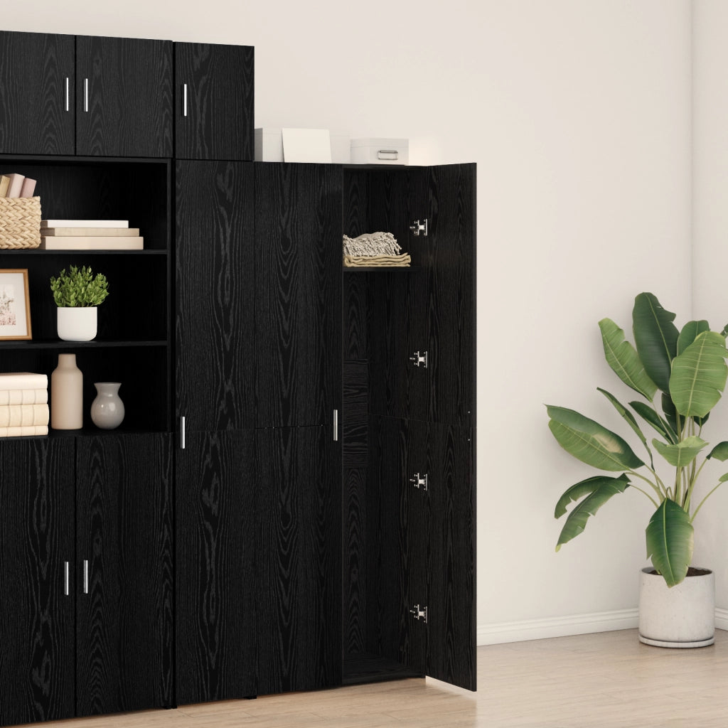 Highboard Rovere Nero 70x42.5x185 cm Legno ingegnerizzato