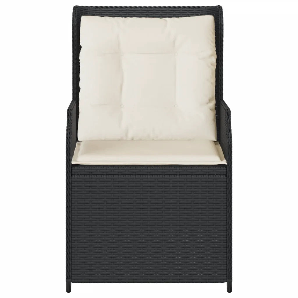 vidaXL Sedie Reclinabili da Giardino 2 pz con Cuscini Nero Polyrattan