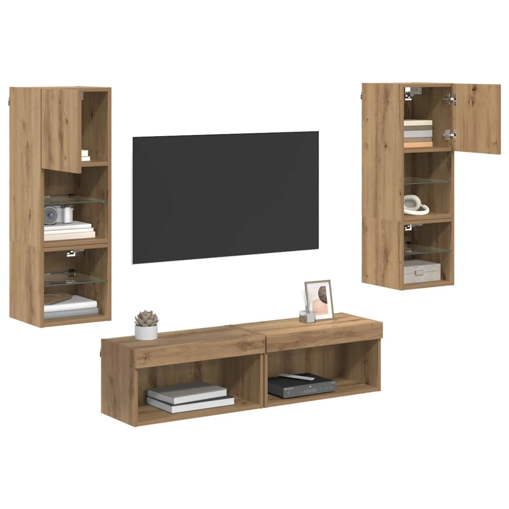 Unità TV da Parete 6 pcs Rovere artigianale Legno multistrato 3402930
