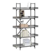 Libreria 5 Ripiani-Scaffale per Libri-Mobile di Stoccaggio Grigio Sonoma 100x33x180,5 Legno Multistrato