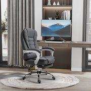 Sedia da ufficio ergonomica con poggiapiedi ribaltabile, schienale reclinabile e altezza regolabile in ferro grigio