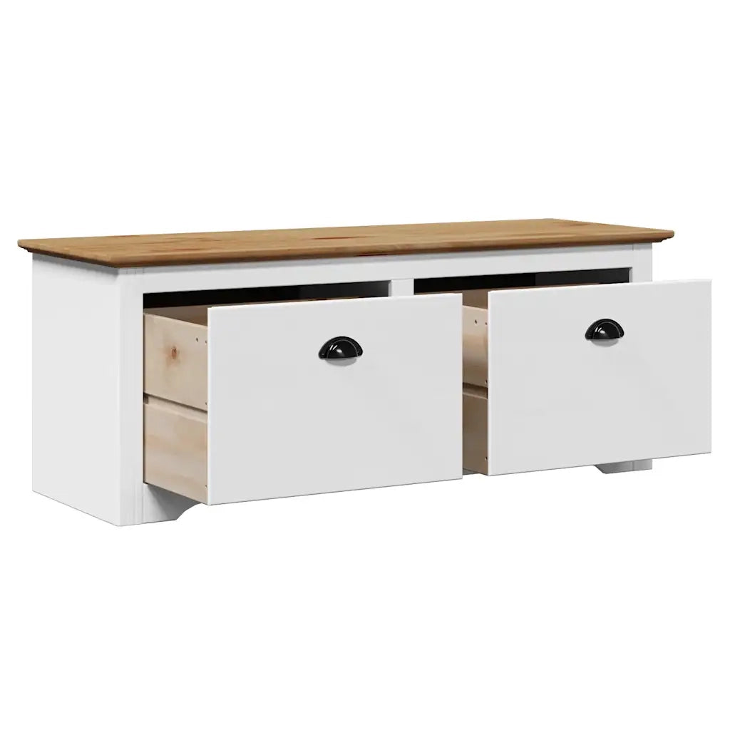 vidaXL Panca da Ingresso BODO Bianca e Marrone 114x40x45 cm