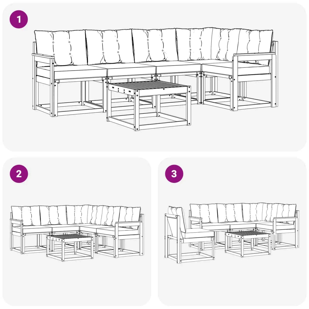 Set di divani da esterno 6 pz Bianco e Nero 3389494
