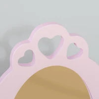 Tavolo Trucco per Bambini con Sgabello in Legno, Toeletta con Specchio e Cassetto, 60x36x88cm, Rosa