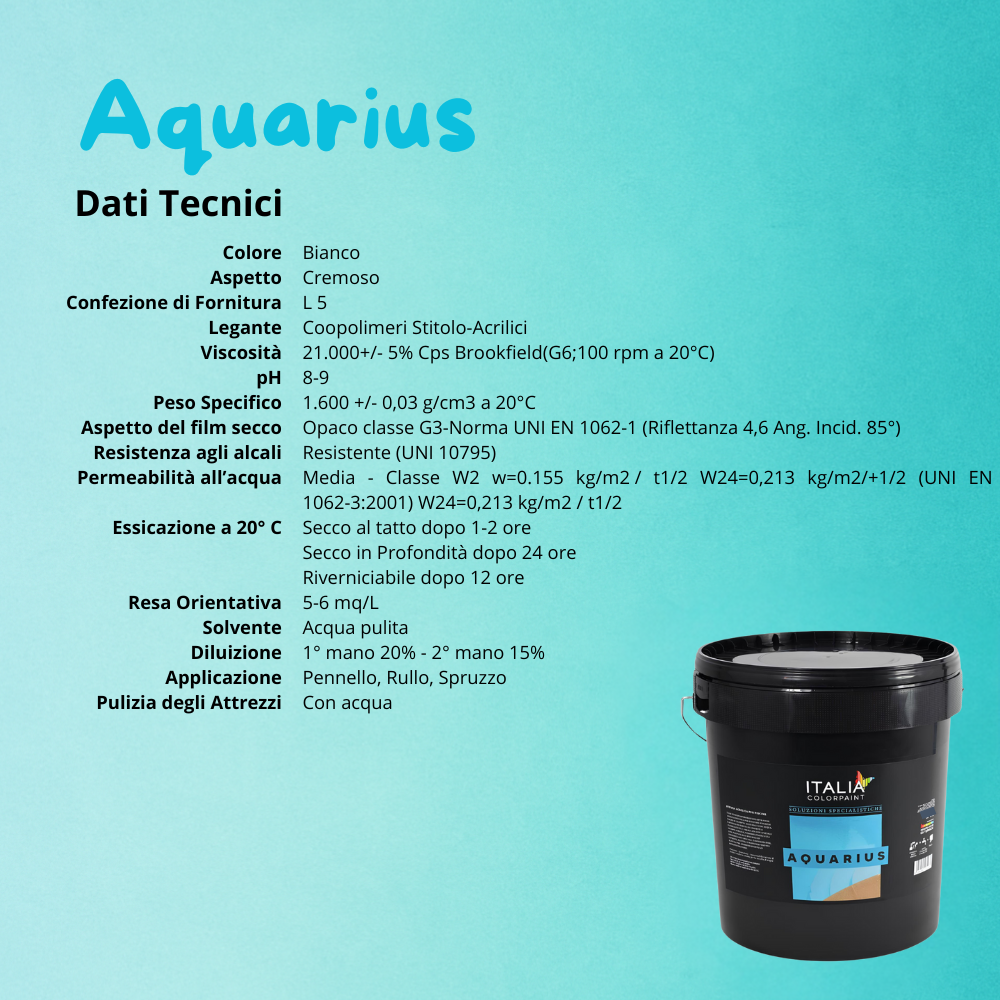 Aquarius pittura acrilica piscine cemento colore bianco italia colorpaint *** formato 5 lt, confezione 1