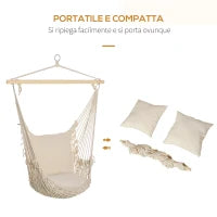 Amaca da Giardino in Corda Shabby Chic per Interni ed Esterni Bianca