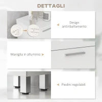 kleankin Mobiletto Bagno in Truciolato con 4 Cassetti e Base Rialzata, 30x30x93 cm, Bianco