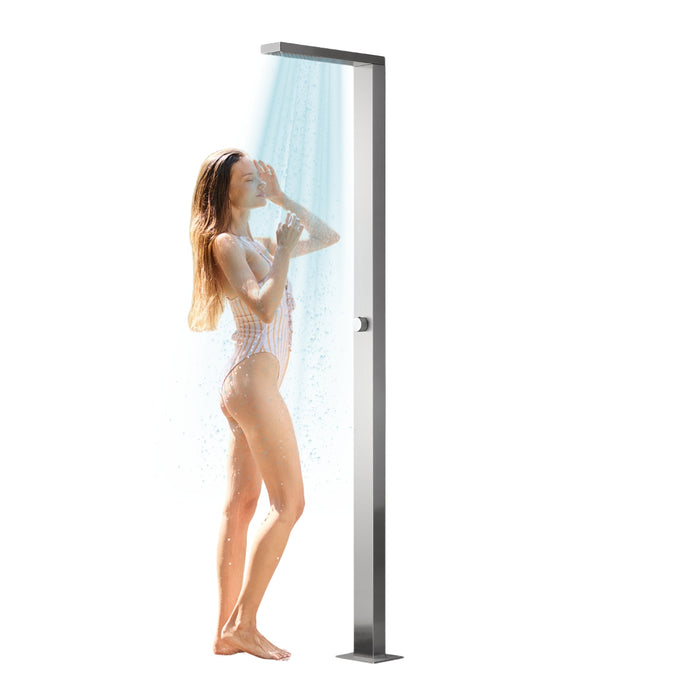 Larice colonna doccia da esterno fissaggio a pavimento per giardino piscina inox *** finitura- spazzolato, confezione 1