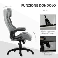 Sedia da Ufficio Poltrona Gaming, Ergonomica con Schienale Alto, Girevole e Altezza Regolabile, Nero e Grigio