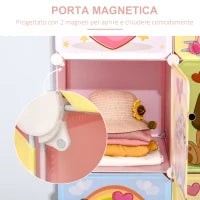 Mobile Scarpiera Modulare Salvaspazio, 6 Cubi 35x45x35 cm in Acciaio e PP, 74x47x144 cm, Rosa