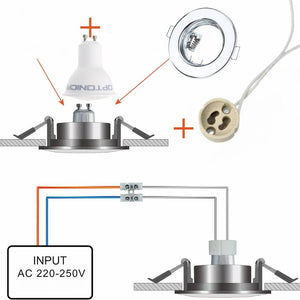 Kit incasso faretti led gu10 con portalampada e supporti tondi per interno