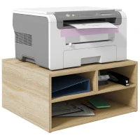 Organizzatore da Scrivania Effetto Legno con 3 Scomparti Supporto Stampante, 47 L x 40 P x 22,5 A cm