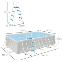 Piscina Fuori Terra in Acciaio e PVC Rinforzato con Filtro, 580x310x122cm, Grigio Chiaro
