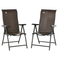 Set da 2 Sedie da Giardino Pieghevoli in Rattan PE, Schienale 7 Posizioni, 71x58x111cm