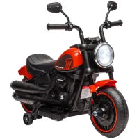 Moto Elettrica per Bambini 18-36 Mesi con Rotelle e Fanale, 76x42x57 cm, Rosso e Nero