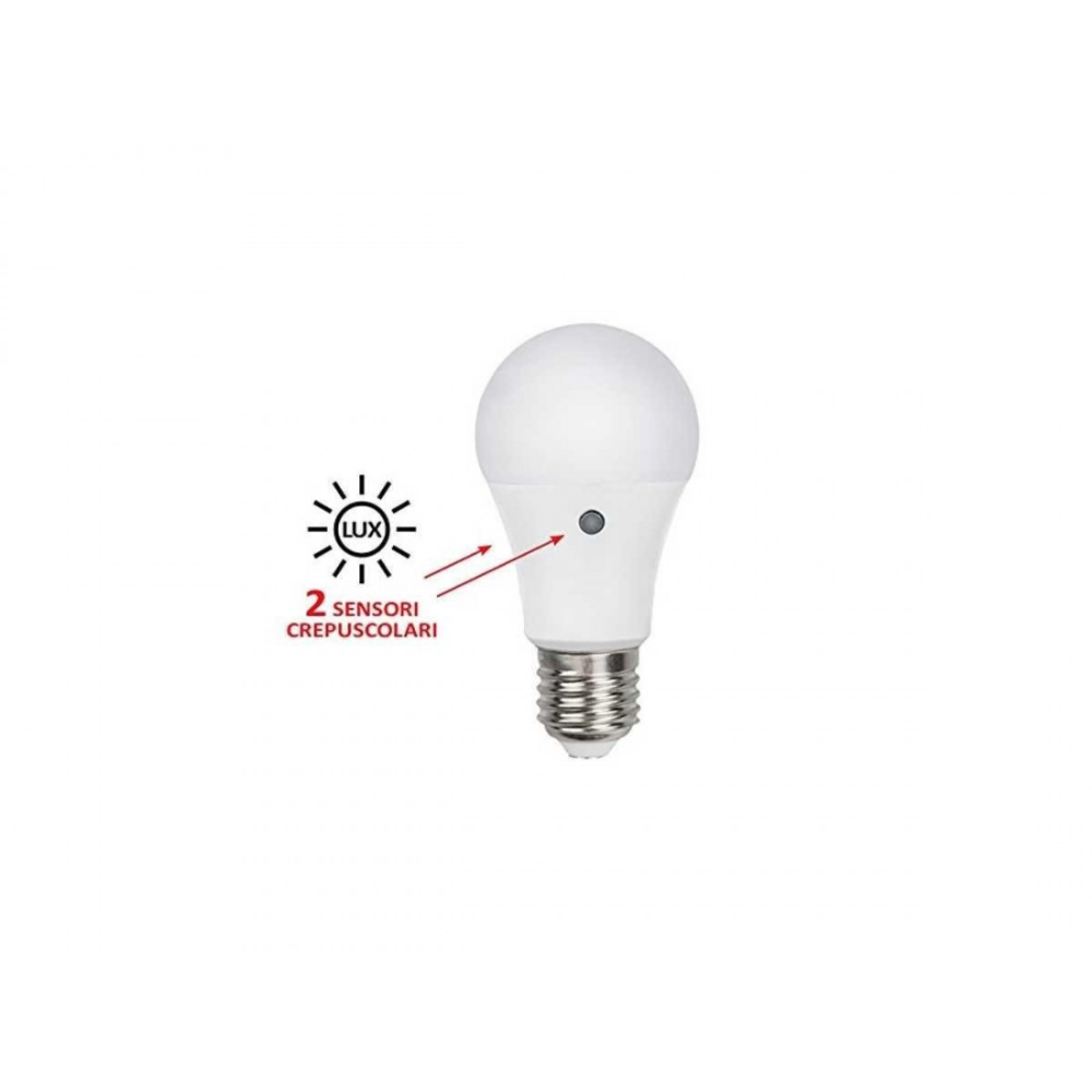 Fsl lampadina led bulbo classica a60 9w e27 con sensore crepuscolare a 2 lati