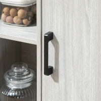 Credenza Moderna in Legno con 2 Armadietti e Ripiani, Mobile Cucina e per Ingresso Grigio Chiaro, 100x34x87.2cm