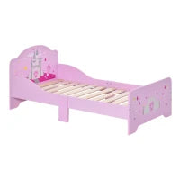 Letto per Bambini 3-6 Anni in Legno con Bordi Rialzati, 143x73x60 cm, Rosa