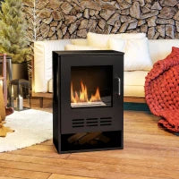 Camino a Bioetanolo Autoportante con Bruciatore da 0.9L e Durata 3.3 Ore, 44x28x68 cm, Nero