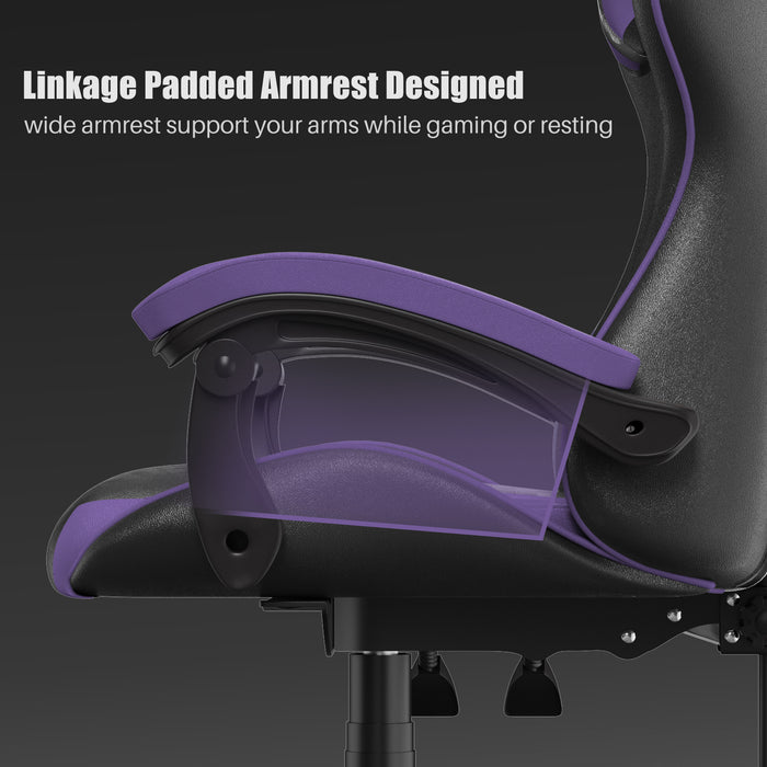 Sedia gaming ergonomica - RATTANTREE - con Supporto Lombare Sedia da Gioco in Pelle Pu con Altezza Regolabile - viola nerastro