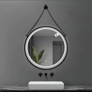 Specchio 5 mm tondo alluminio nero retroilluminato interruttore touch *** misura Ã˜60, tonalità standard 6000-6500k,...