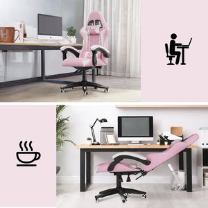 Sedia gaming Rosa - Poltrona Racing - RATTANTREE - Schienale Reclinabile, Altezza Regolabile, 360 Gradi Direzionale