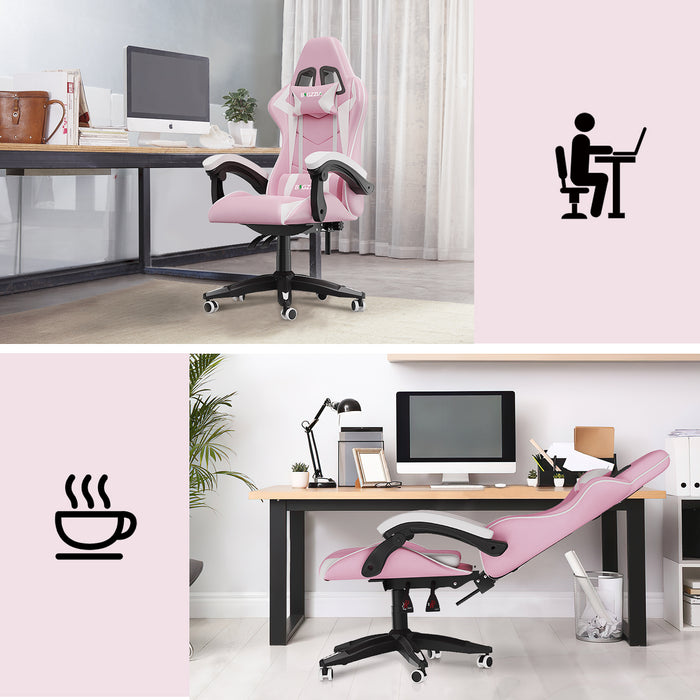 Sedia gaming Rosa - Poltrona Racing - RATTANTREE - Schienale Reclinabile, Altezza Regolabile, 360 Gradi Direzionale