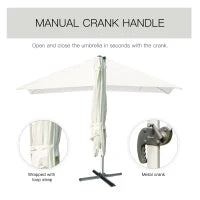 Ombrellone a Sbalzo 3 x 3m con Rotazione 360°, in Alluminio e Poliestere anti UV, per Giardino/Esterni, 2.96×2.96×2.65m, Bianco