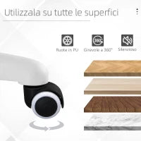 Vinsetto Sedia da Ufficio Massaggiante a 2 Punti con Cuscino e Braccioli, in Tessuto, 57x70x78-86 cm, Rosa