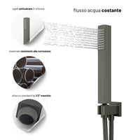 Set per doccia soffione quadro in acciaio inox 25x25 millimetri canna di fucile *** finitura- canna di fucile, confez...