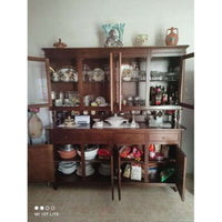 Cristalliera 8 ante 4 cassetti, in stile classico in legno e mdf con rifinitura in noce lucido 196x43x218 H