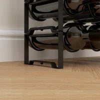 Portabottiglie a 4 Livelli a Onda Impilabili per 16 Bottiglie, in Metallo, 42.5x16.5x41 cm, Nero