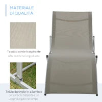 Set 2 Sdraio da Giardino Pieghevoli, Lettino Prendisole in Alluminio e Textilene, 61x165x63cm