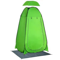 Tenda Doccia da Campeggio per Esterni con Porta a Cerniera, Borsa, Portaoggetti e Gancio, 126x124x189cm, Verde