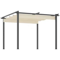 Gazebo Pergola da Giardino 3x3m con Tenda Retrattile, in Alluminio e Poliestere, Bianco Crema