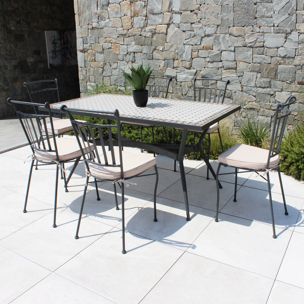 Tavolo Ceramica E Ferro Verniciato Rettangolare Prometeo 160X90 Cm