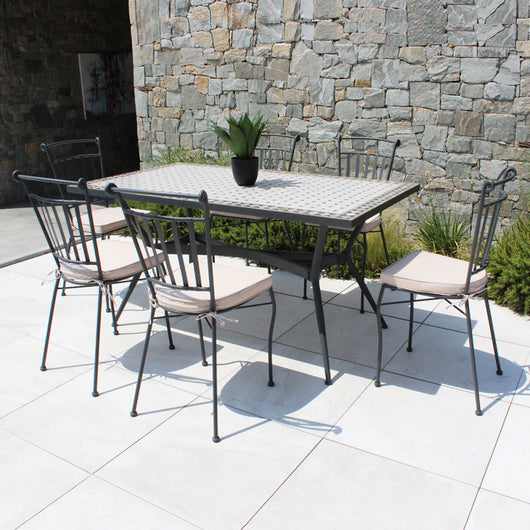 Tavolo Ceramica E Ferro Verniciato Rettangolare Prometeo 160X90 Cm