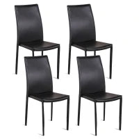 E-STYLO Sedia in similcuoio nero e gambe rivestite in similcuoio nero, impilabile, 42cm X 41cm H. 95cm.