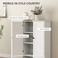 Mobile Credenza da Cucina a 4 Ante con 2 Armadietti e Ripiano Regolabile, 58.2x30x123 cm, Bianco