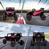 Auto Elettrica per Bambini UTV 12V con 2 Motori Telecomando 2,4G Velocità fino a 7 km/h Sistema di Sospensione Rosa