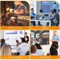 Telo Proiettore da 84 Pollici con Treppiede Regolabile, in Plastica e Metallo, 200x8x118 cm, Bianco