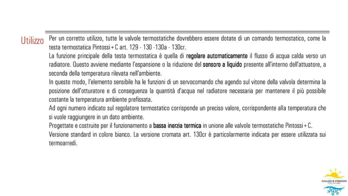 Testa termostatica con sensore liquido Pintossi 