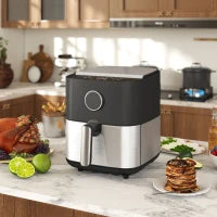 Friggitrice ad Aria da 8L, Air Fryer 1700W con 8 Programmi e Circolazione Aria Calda a 360°, Display LED, Nero
