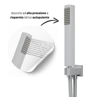 Set per doccia soffione quadro in acciaio inox 25x25 centimetri effetto spazzolato *** confezione 1